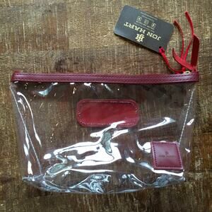 Jon Hart Design Grande Pouch Zipper Bag Red Clear *CAROLINE* Travel Makeup